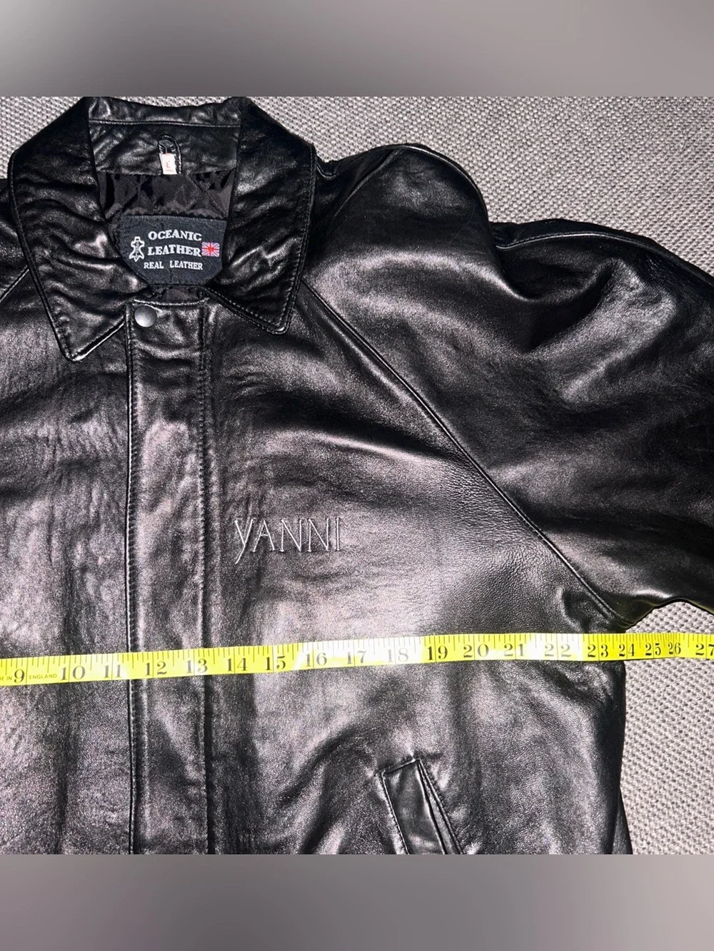 90s Black Genuine Leather Full Zip Bomber Jacket